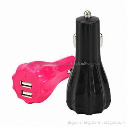 USB Car Charger for iPad Mini with Dual-USB Ports, 5V DC/2A Output, Made of ABS Material Shell